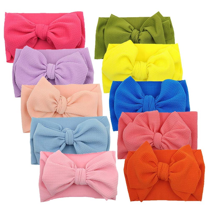 KIDOCHEESE Big Bows Headbands with Elastics Nylon Oversized Head Wraps and Large Hair Accessories for Newborns, Infants, Toddlers, and Kids - Image 1